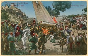Ottomaanse Turken verbranden de resten van St. Sava als straf voor een opstand door de Serviërs, Belgrado, 1596 door European School